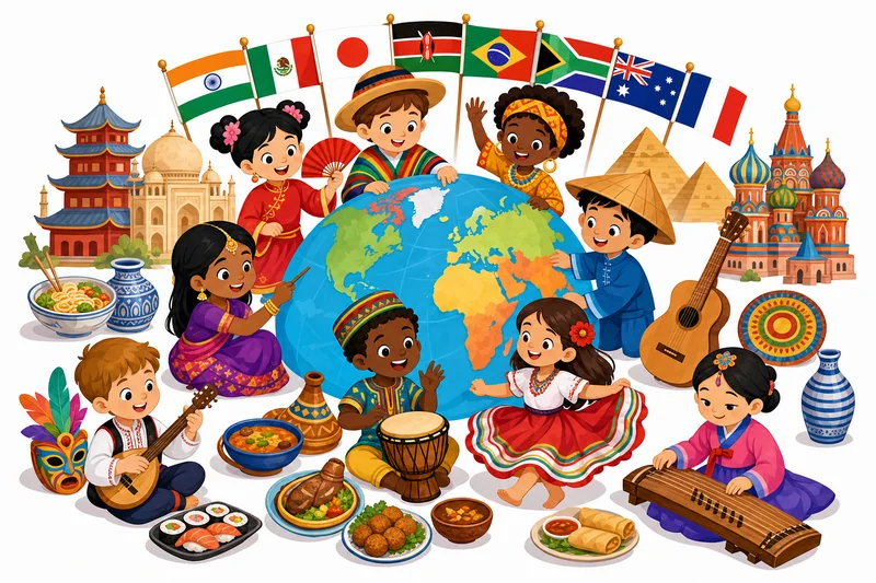 Illustration of children exploring community and culture