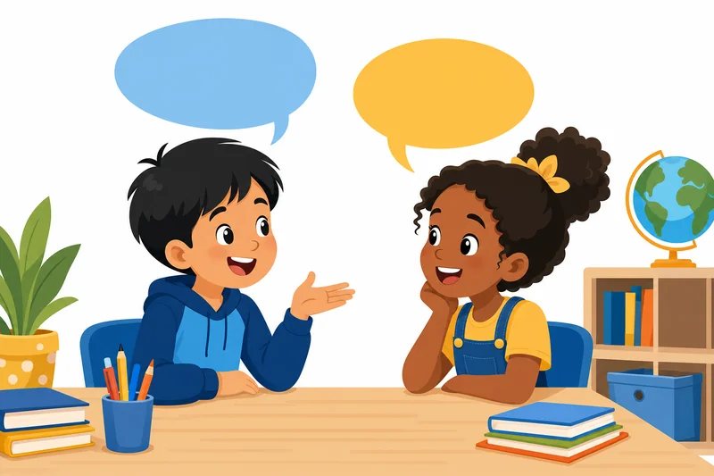 Illustration of children communicating and talking together